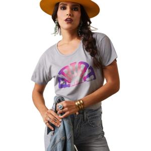 imageARIAT Womens Rainbow Logo TShirt Charcoal HeatherStone Heather