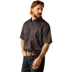 imageAriat Mens Taupe Grey Venttek Short Sleeve ShirtBlack Print