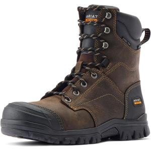 imageAriat Mens Treadfast 8quot Waterproof Steel Toe Work BootDark Brown