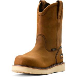 imageAriat Mens Rebar Wedge Pullon Waterproof Composite Toe Work BootDistressed Brown