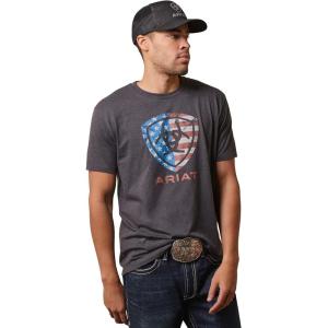 imageAriat Mens Graphic TShirtCharcoal HeatherAmerican Shield