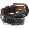 imageMampampF Western Products Youth Brown Floral Belt with Painted Turquoise Inlay
