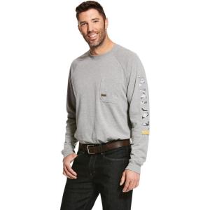 imageARIAT Mens Rebar Cotton Strong Graphic TShirtHeather Grey