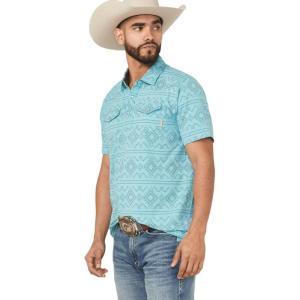 imageARIAT Mens Retro Western Snap PoloLight Blue Southwest
