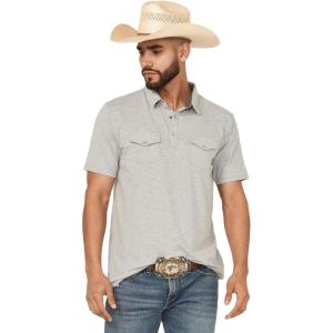 imageARIAT Mens Retro Western Snap PoloLight Grey Heather