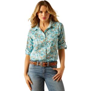 imageARIAT Womens Zephyr Stripe Venttek ShirtBlue Paisley Floral