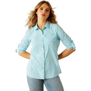 imageARIAT Womens Zephyr Stripe Venttek ShirtPeacock Blue Check