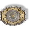 imageARIAT Rectangle Buckle with Emblem Antique Silver Rope Edge and Gold Floral Accents 3quot x 4quot