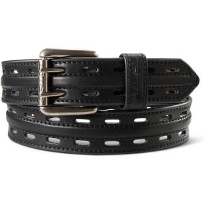imageARIAT Mens Double Hole Roller Buckle Work Leather BeltBlack