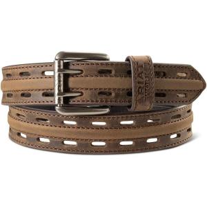 imageARIAT Mens Double Hole Roller Buckle Work Leather BeltBrown