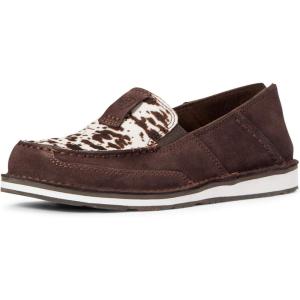 imageAriat Womens Cruiser Embossed Moccasins Flats Casual  BlueChocolate Chip SuedeSpotted Hair on