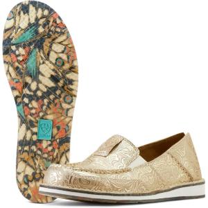 imageAriat Womens Cruiser Embossed Moccasins Flats Casual  BluePearl Floral Emboss