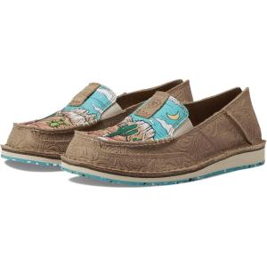 imageAriat Womens Cruiser Embossed Moccasins Flats Casual  BlueTan Suede Emboss