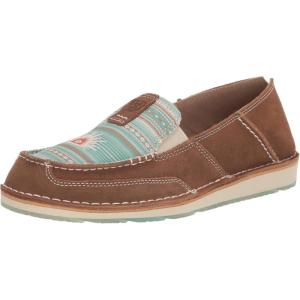 imageAriat Womens Cruiser Embossed Moccasins Flats Casual  BlueTan SuedeTurquoise Boquillas Print