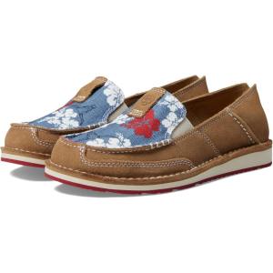 imageAriat Womens Cruiser Embossed Moccasins Flats Casual  BlueWalnutRed White and Blue Pareau Prin