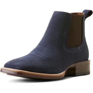 imageAriat Mens Booker Ultra Embroidered Square Toe Chelsea Casual Boots Ankle  BlueNavy Suede