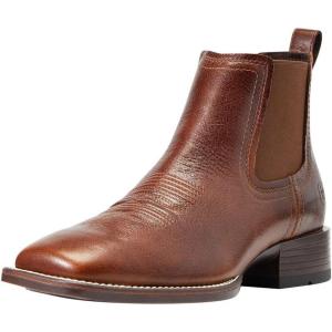imageAriat Mens Booker Ultra Embroidered Square Toe Chelsea Casual Boots Ankle  BlueRoyal Brown