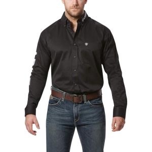 imageARIAT Mens Team Logo Twill Classic Fit Shirt Seascape USABlackWhite