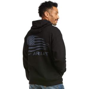 imageARIAT Mens Camo Flag Hoodie Charcoal HeatherPatriot 20 BlackGrey