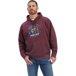 imageARIAT Mens Camo Flag Hoodie Charcoal HeatherSouthwest Block Malbec Heather