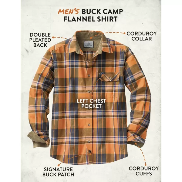 imageLegendary Whitetails Mens Buck Camp Flannel Long Sleeve Plaid Button Down Casual Shirt Corduroy CuffsCanyon Plaid