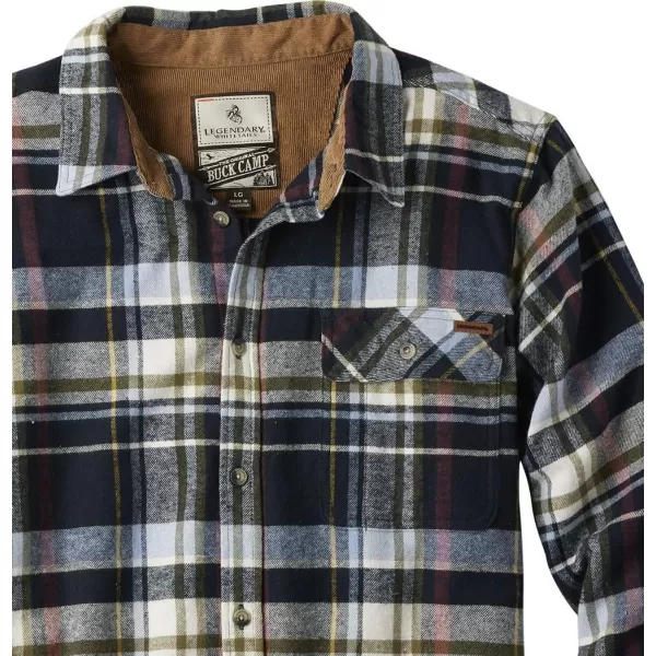 imageLegendary Whitetails Mens Buck Camp Flannel Long Sleeve Plaid Button Down Casual Shirt Corduroy CuffsMidnight Water Plaid