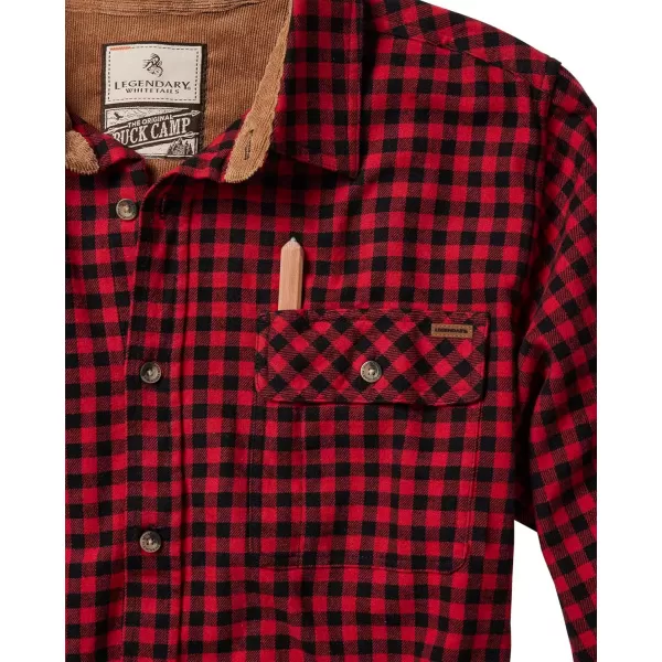 imageLegendary Whitetails Mens Buck Camp Flannel Long Sleeve Plaid Button Down Casual Shirt Corduroy CuffsMini Buffalo Check