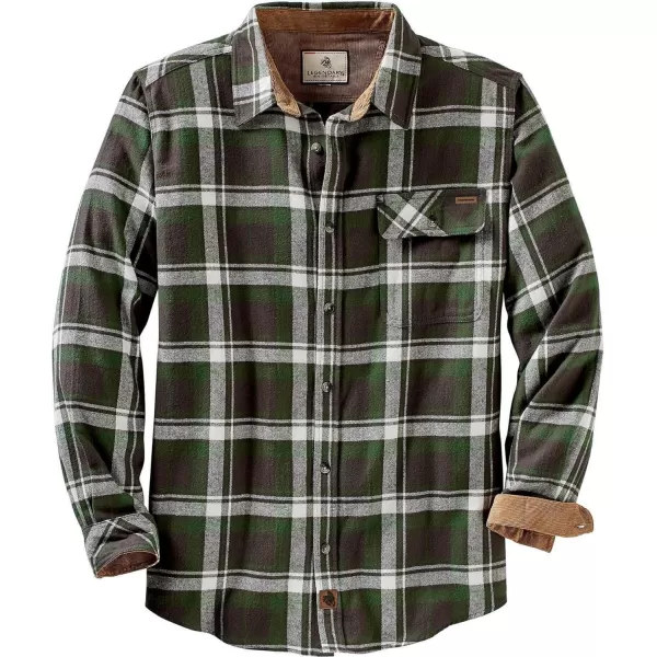 imageLegendary Whitetails Mens Buck Camp Flannel Long Sleeve Plaid Button Down Casual Shirt Corduroy CuffsMountain Charcoal Plaid