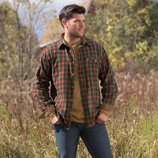 imageLegendary Whitetails Mens Buck Camp Flannel Long Sleeve Plaid Button Down Casual Shirt Corduroy CuffsRedwood Plaid