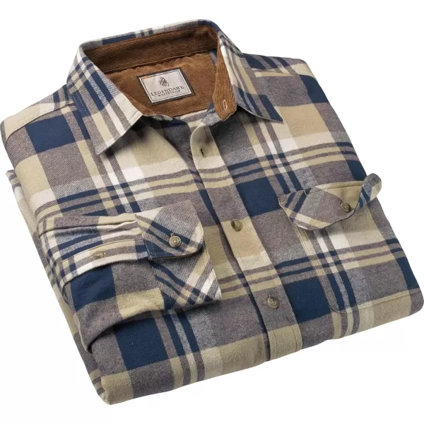 imageLegendary Whitetails Mens Buck Camp Flannel Long Sleeve Plaid Button Down Casual Shirt Corduroy CuffsShale Plaid