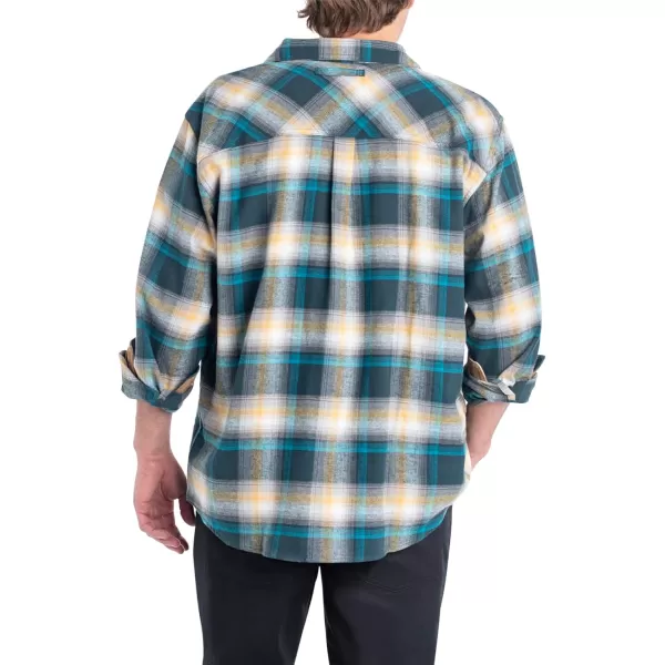 imageLegendary Whitetails Mens Buck Camp Flannel Long Sleeve Plaid Button Down Casual Shirt Corduroy CuffsTeal Glow Plaid