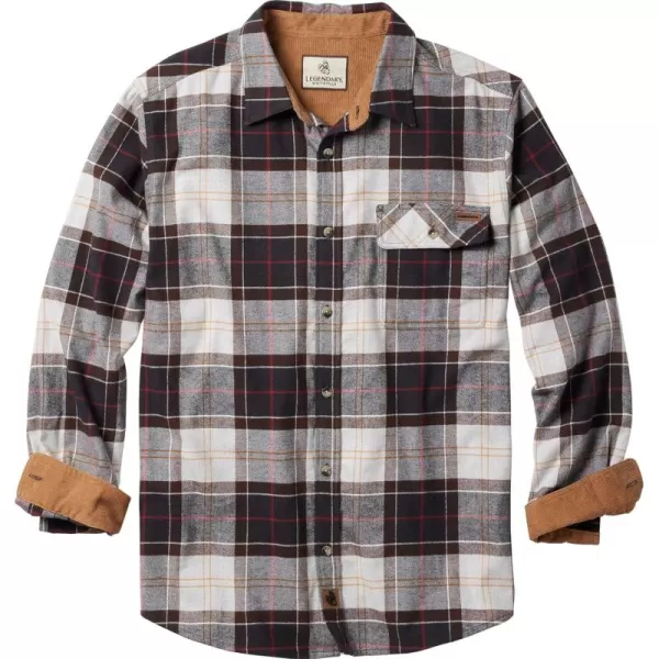 imageLegendary Whitetails Mens Buck Camp Flannel Long Sleeve Plaid Button Down Casual Shirt Corduroy CuffsHuntsman Charcoal Plaid