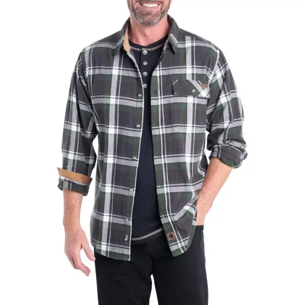 imageLegendary Whitetails Mens Buck Camp Flannel Long Sleeve Plaid Button Down Casual Shirt Corduroy CuffsMountain Charcoal Plaid