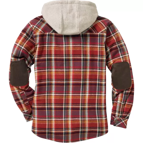 imageLegendary Whitetails Mens Camp Night Berber Lined Hooded Flannel Shirt JacketCardinal Arrowood Plaid