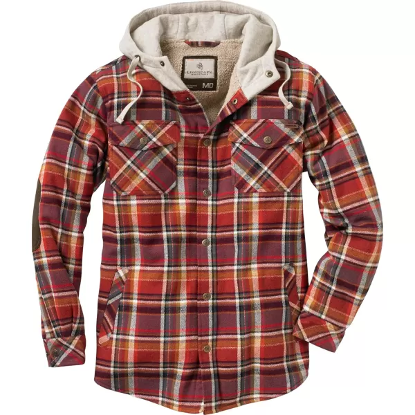 imageLegendary Whitetails Mens Camp Night Berber Lined Hooded Flannel Shirt JacketCardinal Arrowood Plaid