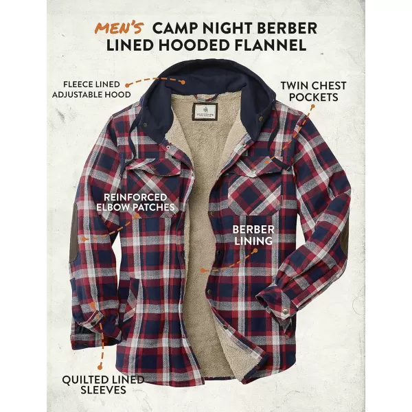 imageLegendary Whitetails Mens Camp Night Berber Lined Hooded Flannel Shirt JacketNight Racer Plaid