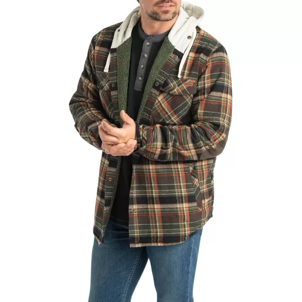 imageLegendary Whitetails Mens Camp Night Berber Lined Hooded Flannel Shirt JacketStout Plaid