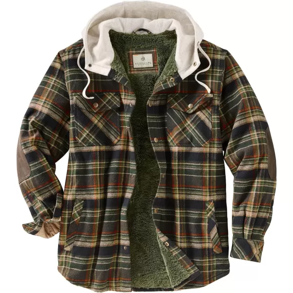 imageLegendary Whitetails Mens Camp Night Berber Lined Hooded Flannel Shirt JacketStout Plaid