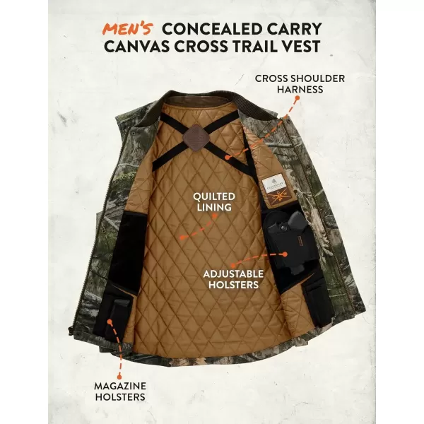 imageLegendary Whitetails Mens Concealed Carry Outerwear Vest for Men Canvas Cross Trail Conceal CCW Holster Hunting InsulatedMossy Oak Country Dna