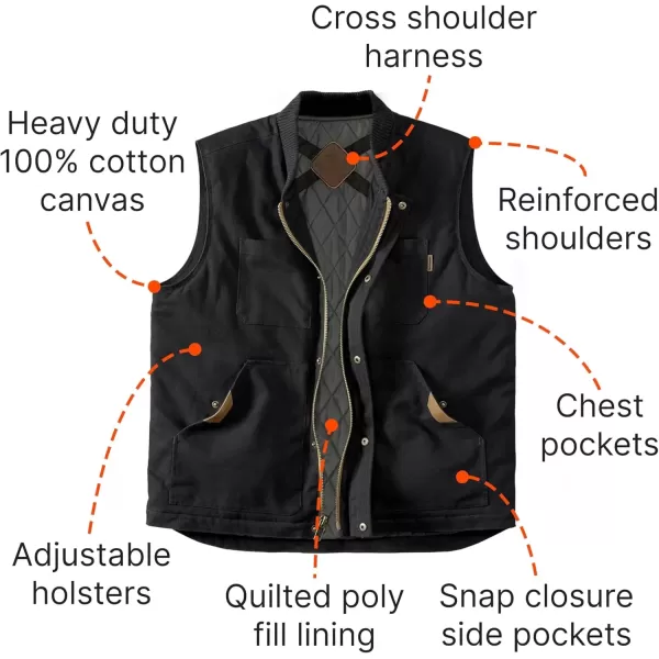 imageLegendary Whitetails Mens Concealed Carry Outerwear Vest for Men Canvas Cross Trail Conceal CCW Holster Hunting InsulatedOnyx