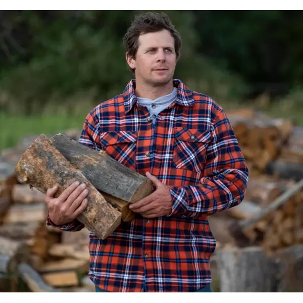 imageLegendary Whitetails Mens Deer Camp Berber Lined Flannel Shirt JacketDiscontinuedCobalt Blaze Plaid