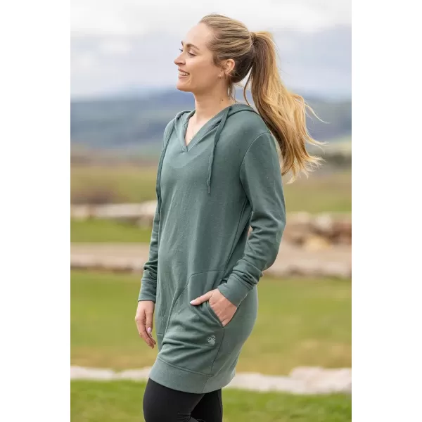 imageLegendary Whitetails Womens Legendary Outdoors Long Sleeve Hooded Knit Sweatshirt DressBlue Spruce