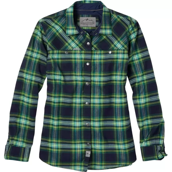 imageLegendary Whitetails Womens Legendary Outdoors Pathways Performance Flannel Long Sleeve Snap Up ShirtEmerald Pool Plaid