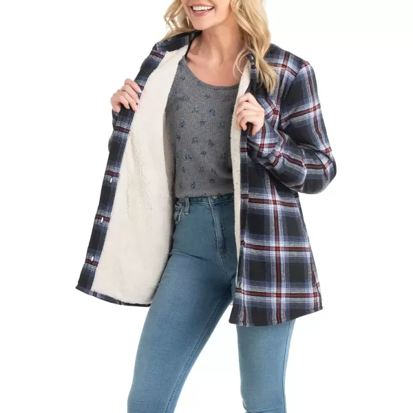 imageLegendary Whitetails Womens Open Country Flannel Shacket Sherpa Lined Plaid Fleece Shirt Jacket Ladies Western Clothing CoatBlackbird Plaid