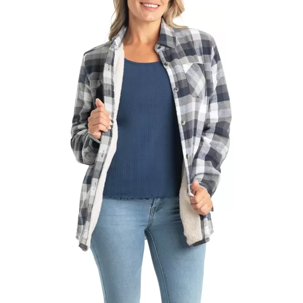 imageLegendary Whitetails Womens Open Country Flannel Shacket Sherpa Lined Plaid Fleece Shirt Jacket Ladies Western Clothing CoatGlacier Bay Plaid