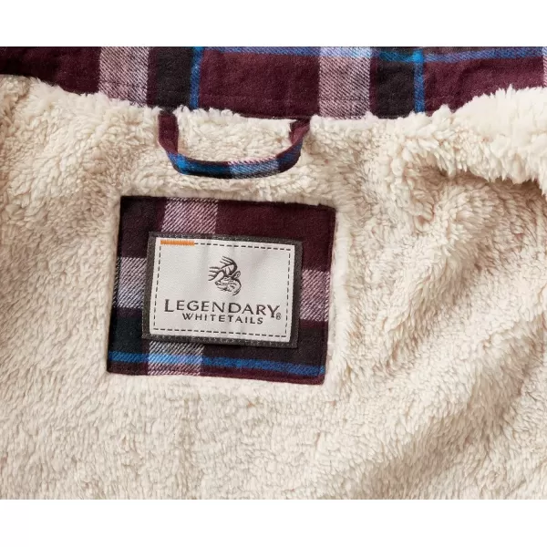 imageLegendary Whitetails Womens Open Country Flannel Shacket Sherpa Lined Plaid Fleece Shirt Jacket Ladies Western Clothing CoatMerlot Plaid