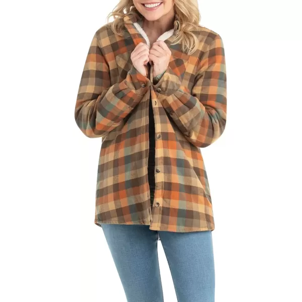 imageLegendary Whitetails Womens Open Country Flannel Shacket Sherpa Lined Plaid Fleece Shirt Jacket Ladies Western Clothing CoatRustic