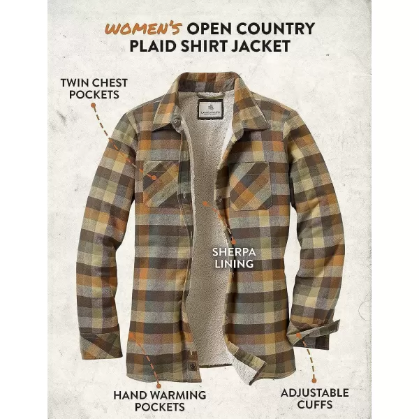 imageLegendary Whitetails Womens Open Country Flannel Shacket Sherpa Lined Plaid Fleece Shirt Jacket Ladies Western Clothing CoatRustic
