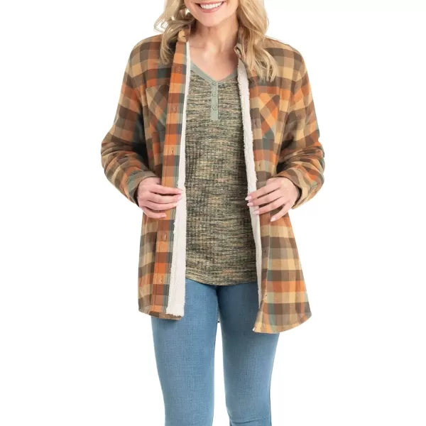 imageLegendary Whitetails Womens Open Country Flannel Shacket Sherpa Lined Plaid Fleece Shirt Jacket Ladies Western Clothing CoatRustic
