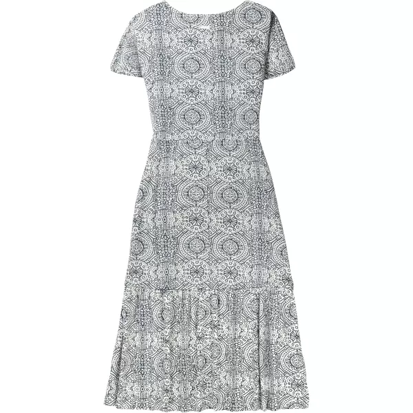 imageLegendary Whitetails Womens Printed Knit Midi Short Sleeve DressNavy Stained Glass Print
